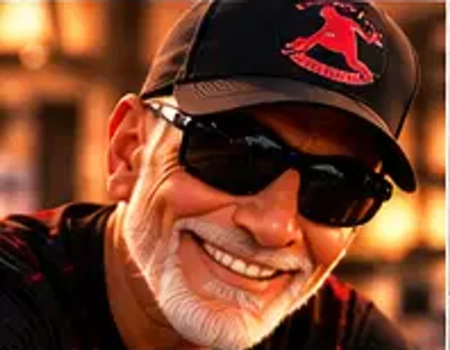 Close-up of DAR smiling in his iDINKiCAN cap and sunglasses